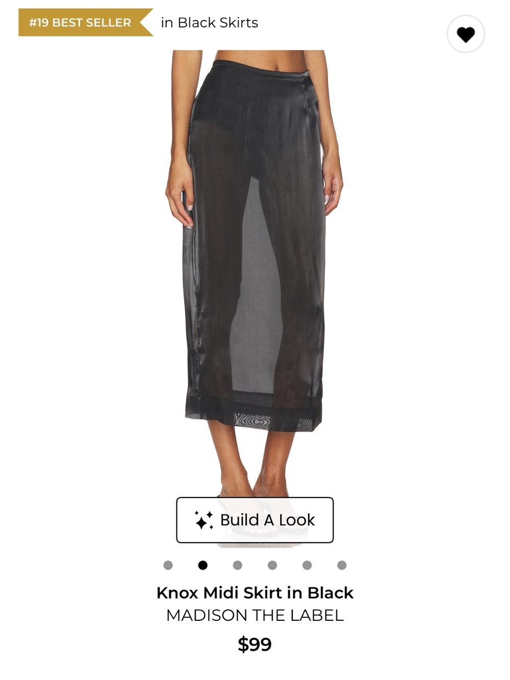 Madison Black Sheer Midi Skirt